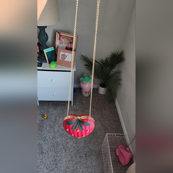 Strawberry Shaped Red Bag with Gem Accents - Picture 4 of 6